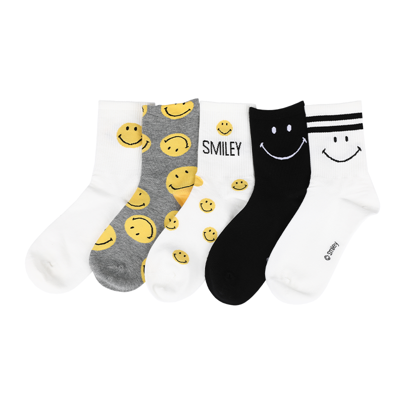 Groothandel anti-bacteriën en zweetabsorptie voor heren biedt vochtafvoerende eigenschappen voor extra comfort casual crew-sokken met smileypatroon