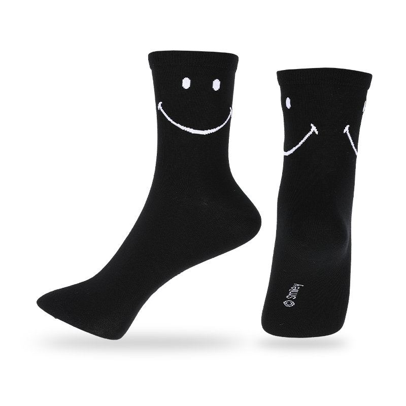 Groothandel anti-bacteriën en zweetabsorptie voor heren biedt vochtafvoerende eigenschappen voor extra comfort casual crew-sokken met smileypatroon