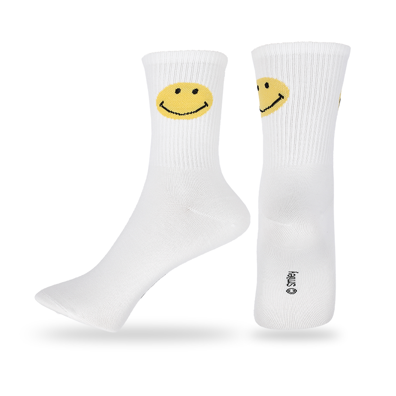 Groothandel anti-bacteriën en zweetabsorptie voor heren biedt vochtafvoerende eigenschappen voor extra comfort casual crew-sokken met smileypatroon