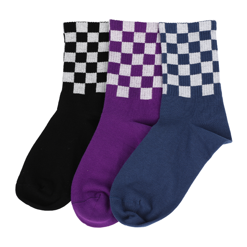 Aangepast logo accepteert dames geruit patroon basketbal camping joggen boksen tennis honkbal golf en bergbeklimmen sportkwartsokken crew sokken