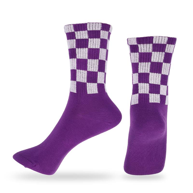 Aangepast logo accepteert dames geruit patroon basketbal camping joggen boksen tennis honkbal golf en bergbeklimmen sportkwartsokken crew sokken