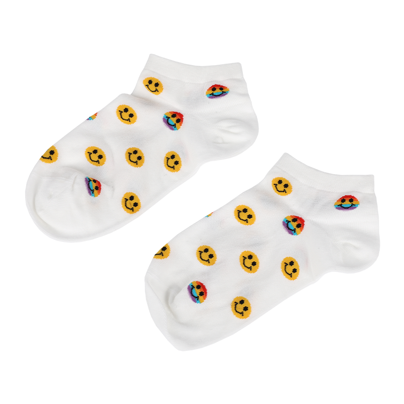 Groothandel of op maat gemaakte sneakersokken met smiley-emoji-gezicht voor dames