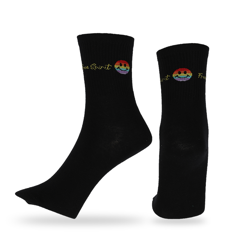 Casual, geklede of aangepaste emoji-gezichtspatroon streetwear-sokken gemaakt van hoogwaardige gekamde katoenen heren klassieke kwartsokken met smileypatroon en strepen
