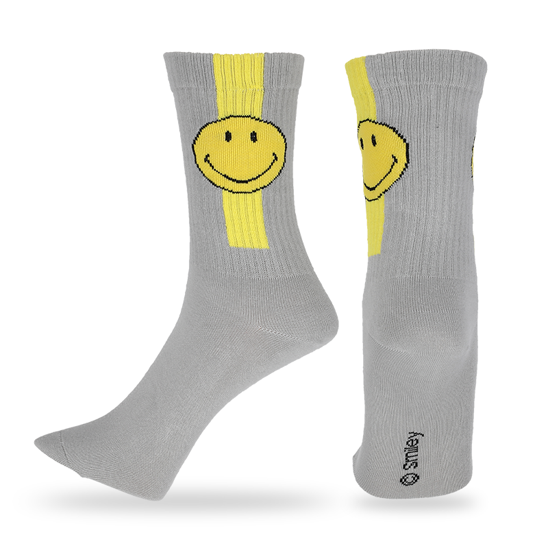Custom heren casual crew sokken met smiley emoji gezichten patronen en letters, gemaakt van hoogwaardig katoen, dus sokken zijn zacht, comfortabel, duurzaam, ademend en warm.